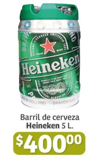 Soriana Híper Barril de cerveza Heineken 5 L. oferta