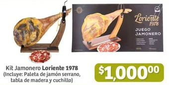 Soriana Híper Kit Jamonero Loriente 1978 (Incluye: Paleta de jamón serrano, tabla de madera y cuchillo) oferta