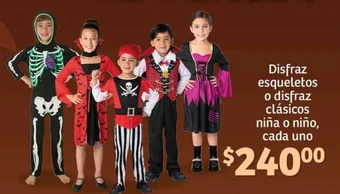 Soriana Híper Disfraz esqueletos o disfraz clásicos niña o niño, cada uno oferta