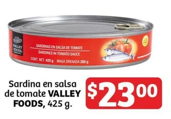 Soriana Híper Sardina en salsa de tomate VALLEY FOODS, 425 g. oferta