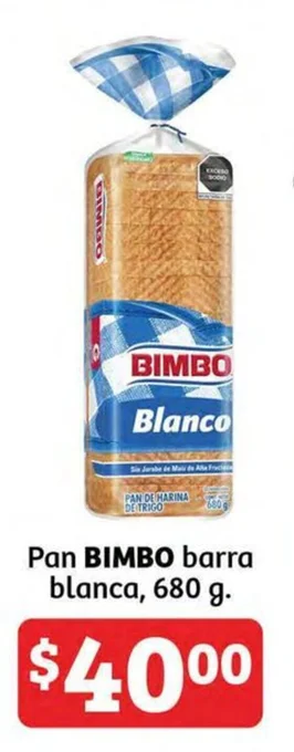 Soriana Híper Pan BIMBO barra blanca, 680 g. oferta