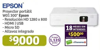 Soriana Híper EPSON Proyector portátil W01 300" oferta