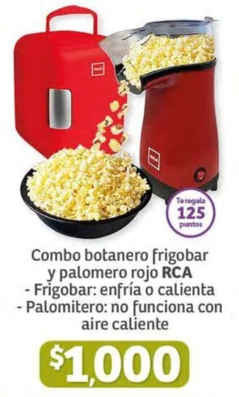 Soriana Híper Combo botanero frigobar y palomero rojo RCA oferta