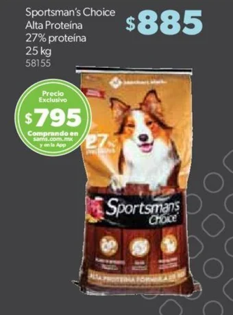 Sam's Club Sportsman's Choice Alta Proteína 27% proteína 25 kg oferta