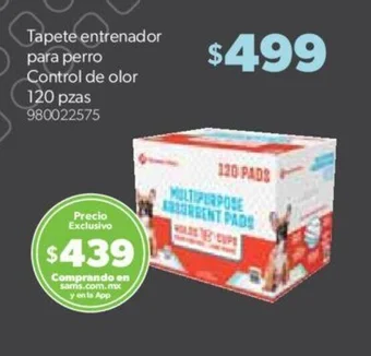Sam's Club Tapete entrenador para perro Control de olor 120 pzas oferta