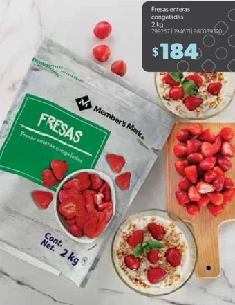 Sam's Club Member's Mark Fresas enteras congeladas 2 kg oferta