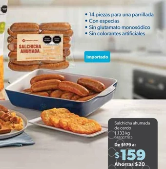 Sam's Club Member's Mark Salchicha ahumada de cerdo 1.133 kg oferta