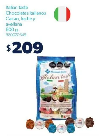 Sam's Club Member's Mark Italian taste Chocolates italianos Cacao, leche y avellana 800 g oferta