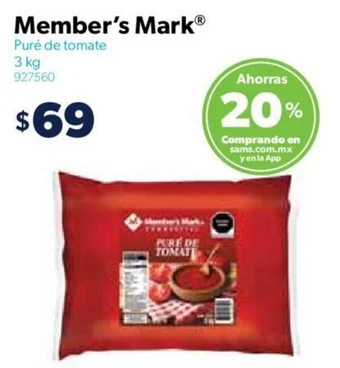 Sam's Club Member's Mark Puré de tomate 3kg oferta