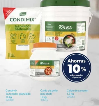 Sam's Club Knorr Condimix Sazonador granulado 14 kg - Caldo de pollo para chefs 13kg - Caldo de camarón 1.6 kg oferta