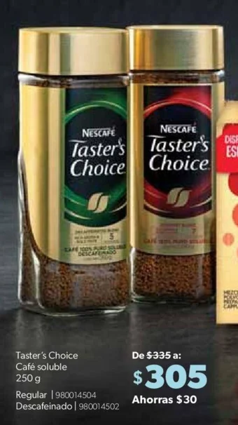 Sam's Club Taster's Choice Café soluble 250 g (regular - descafeinado) oferta