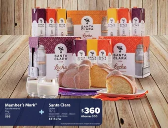 Sam's Club Member's Mark Pan de muerto 1kg + Santa Clara Leche 12/1L oferta