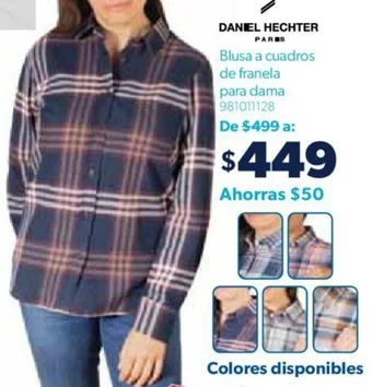 Sam's Club DANIEL HECHTER PARES Blusa a cuadros de franela para dama oferta