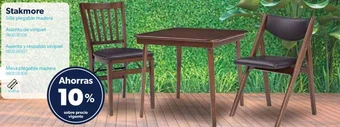 Sam's Club Stakmore Silla plegable madera - Asiento de vinipiel - Asiento y respaldo vinipiel - Mesa plegable madera 81x81cm oferta
