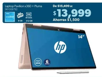 Sam's Club hp Laptop Pavilion x360 + Pluma oferta