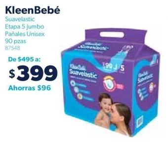 Sam's Club KleenBebé Suavelastic Etapa 5 Jumbo Pañales Unisex 90 pzas oferta