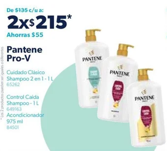 Sam's Club Pantene Pro-V Cuidado Clásico Shampoo 2 en 1-1L / Control Caída Shampoo - 1 L / Acondicionador 975 ml x 2 oferta