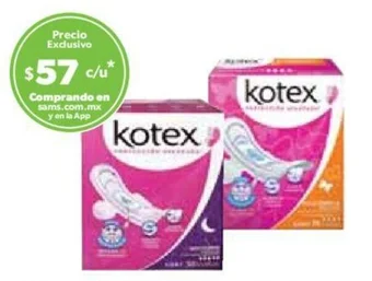 Kotex Nocturna con alas Toallas femeninas 50 pzas - Anatómica con alas Toallas femeninas 70 pzas