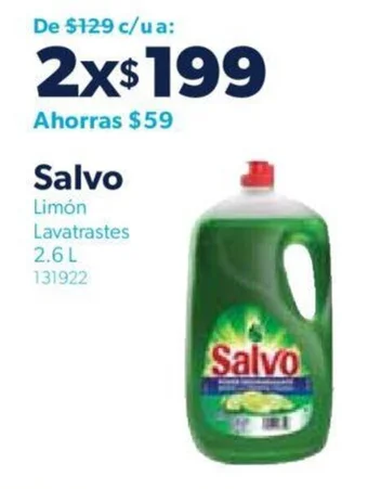 Sam's Club Salvo Limón Lavatrastes 2.6L x 2 oferta