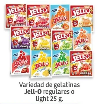 Variedad de gelatinas Jell-o regulares o light 25 g.