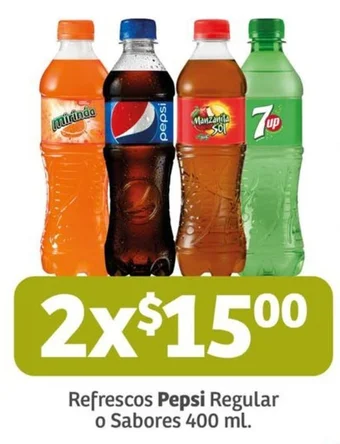Soriana Mercado Refrescos Pepsi Regular o Sabores 400 ml. x 2 oferta
