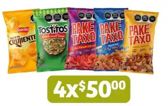 Botanas Paketaxo 62 g., Receta Crujiente 44 g., Tostitos 69 g. x 4
