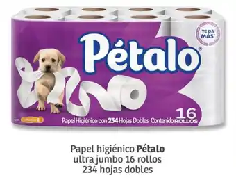 Papel higiénico Pétalo ultra jumbo 16 rollos 234 hojas dobles