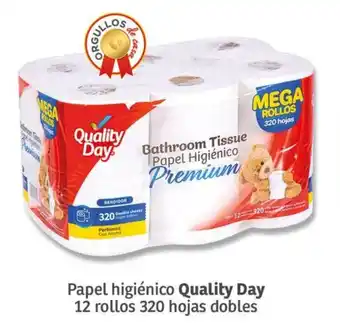 Soriana Mercado Papel higiénico Quality Day 12 rollos 320 hojas dobles oferta