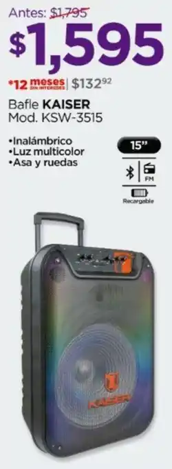 Chedraui Bafle KAISER Mod. KSW-3515 oferta