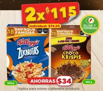 Bodega Aurrerá Kellogg's ZUCARITAS 620 g - Kellogg's choco KRISPIS 560 g x 2 oferta