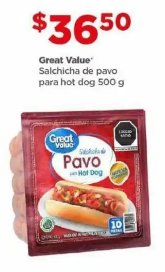 Bodega Aurrerá Great Value Salchicha de pavo para hot dog 500 g oferta