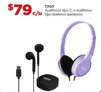 Bodega Aurrerá T2GO Audífonos tipo C, o audífonos tipo diadema alámbrico oferta
