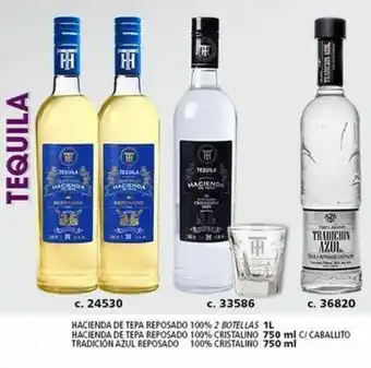 HACIENDA DE TEPA REPOSADO 2 BOTELLAS 1L - CRISTALINO 750 ml - TRADICIÓN AZUL REPOSADO 750 ml