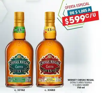 Bodegas Alianza WHISKY CHIVAS REGAL EXTRA 13 AÑOS TEQUILA Y 13 AÑOS SHERRY 750 ml oferta