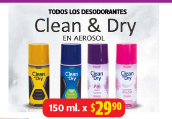 Farmacias Guadalajara Todos Los Desodorantes Clean & Dry 150ml oferta
