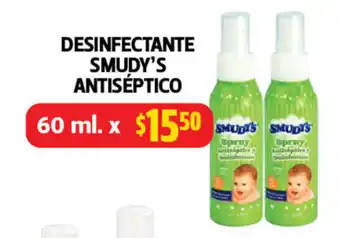 Farmacias Guadalajara Desinfectante Smudy's Antiseptico 60ml oferta