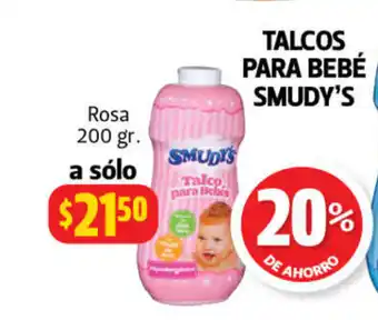 Farmacias Guadalajara Talcos Para Bebe Smudy's Rosa 200 gr a solo oferta