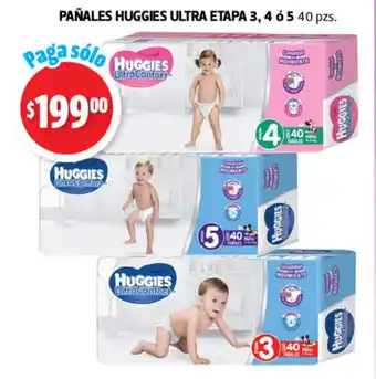 Farmacias Guadalajara Pañales Huggies Ultra Etapa 3,4 o 5 40pzs oferta