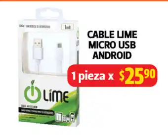 Cable Lime Micro USB Android 1 Pieza