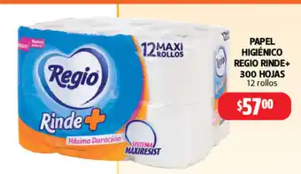 Farmacias Guadalajara Papel Higienico Regio Rinde + 300 Hojas 12 Rollos oferta
