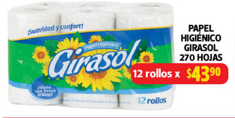 Farmacias Guadalajara Papel Higienico Girasol 270 Hojas 12 rollos oferta