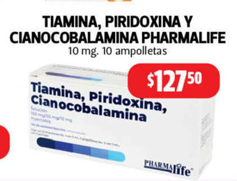 Farmacias Guadalajara Tiamina, Piridoxina Y Cianocobalamina Pharmalife 10mg 10 ampolletas oferta