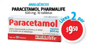 Farmacias Guadalajara Paracetamol Pharmalife 500mg 10 tabletas oferta