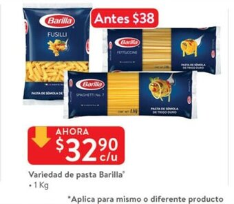Walmart Variedad de pasta Barilla 1kg oferta
