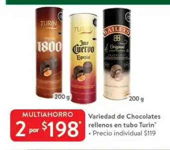 Walmart Variedad de Chocolates rellenos en tubo Turin oferta