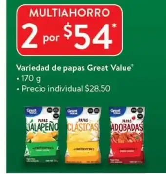 Walmart Variedad de papas Great Value 170g oferta