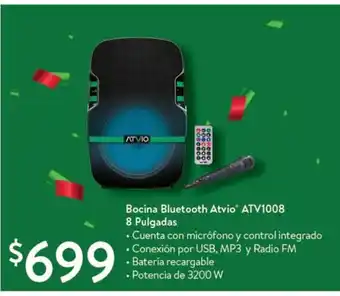 Walmart Bocina Bluetooth Atvio ATV1008 8 Pulgadas oferta