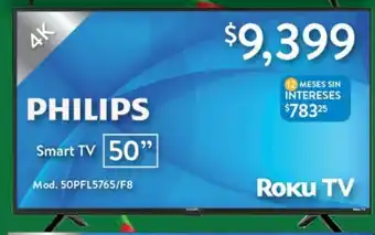 Walmart Philips Smart TV 50" - Mod. 50PFL5765/FB oferta