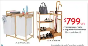 Hampers con Repisa / Zapatera con divisiones Hechos de bambu