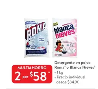 Walmart Detergente en Polvo Roma o Blanca Nieves 1kg oferta